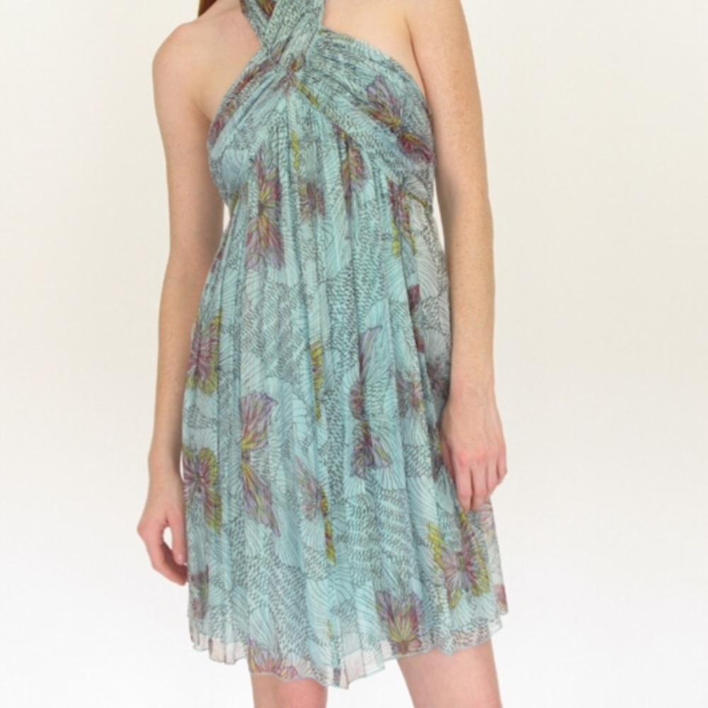 Black Halo Butterfly Silk Halter Dress